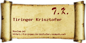Tiringer Krisztofer névjegykártya